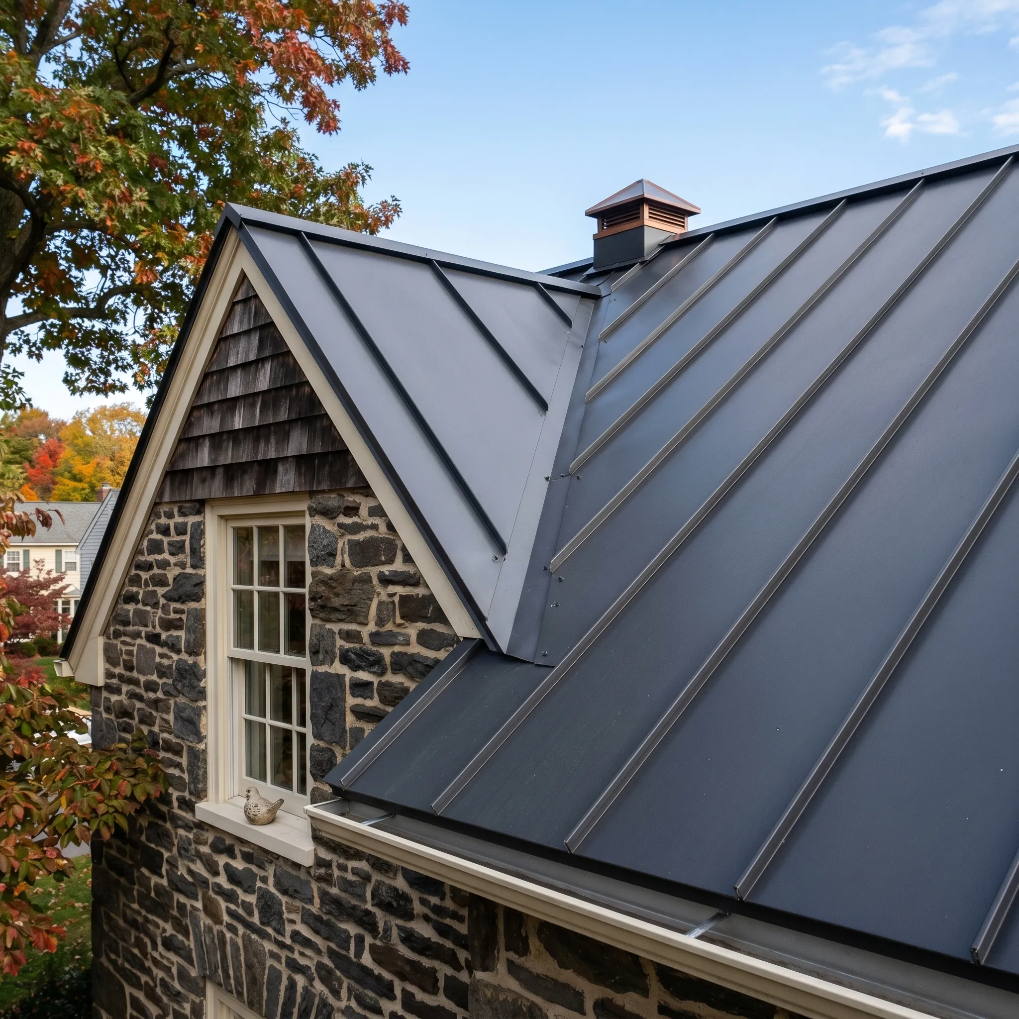 Energy efficient metal roof that reflects heat on a Cleveland Heights, OH home