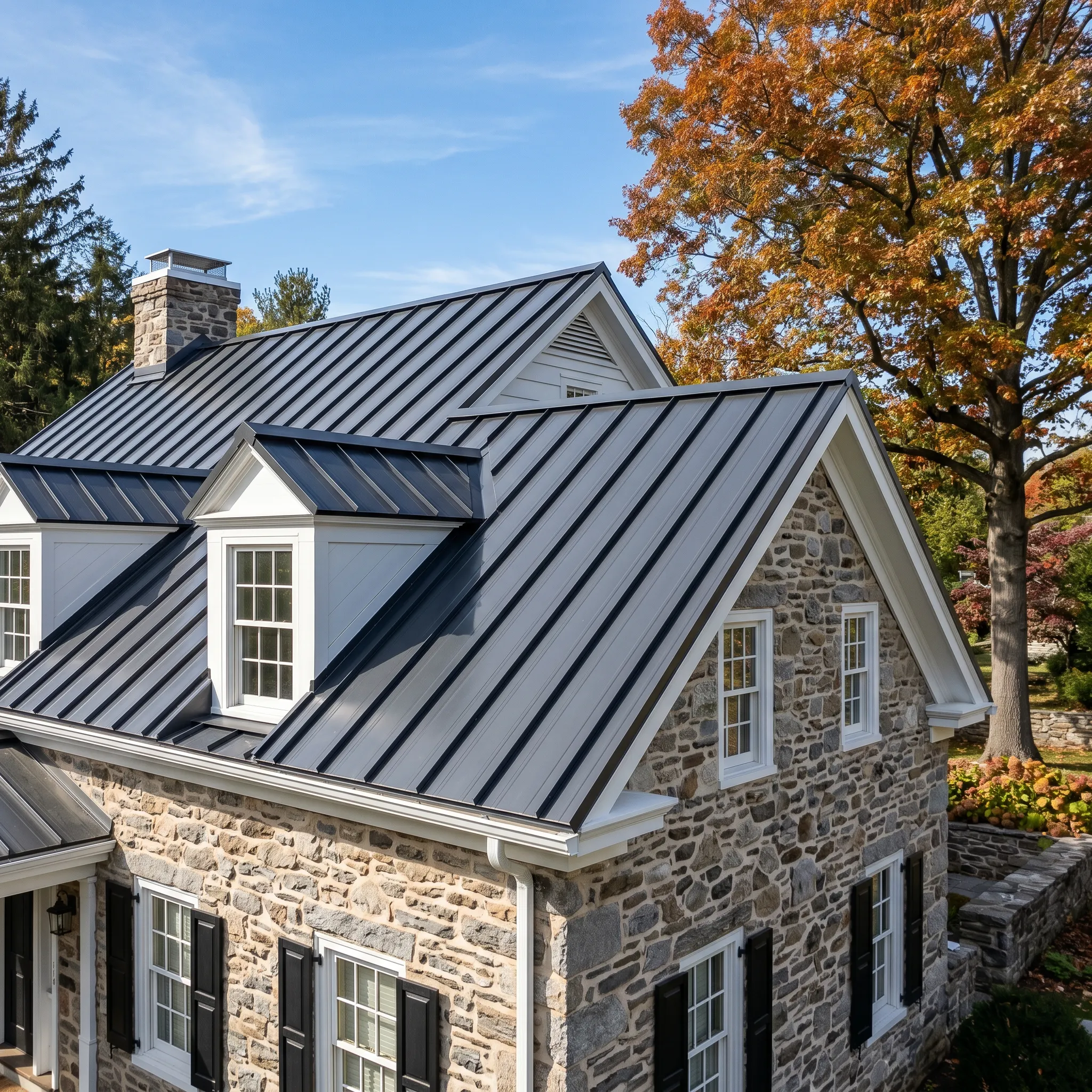 Metal roofing builder installing a new metal roof on a home in Cleveland Heights, OH