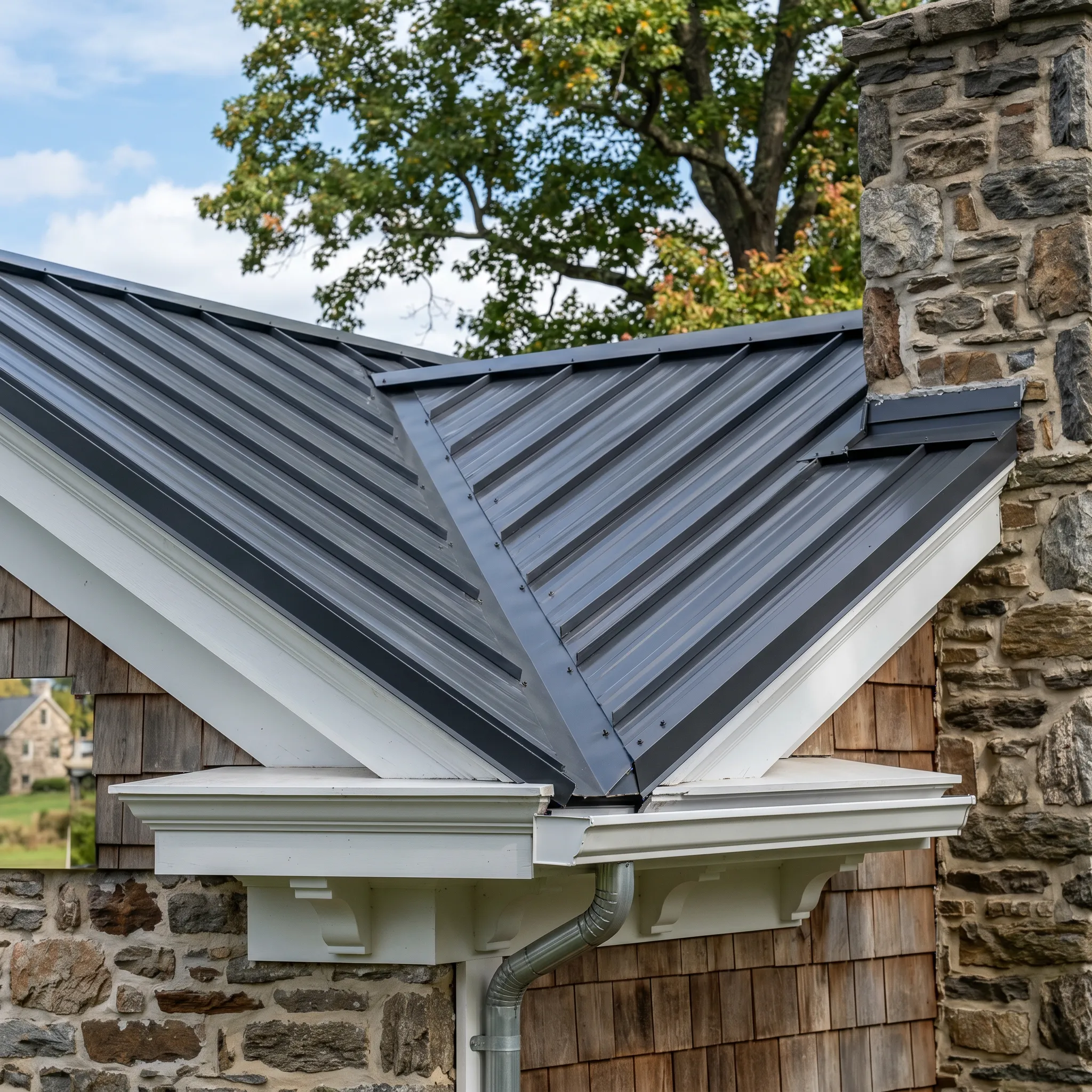 Standing seam metal roof with clean modern lines on an Ohio home