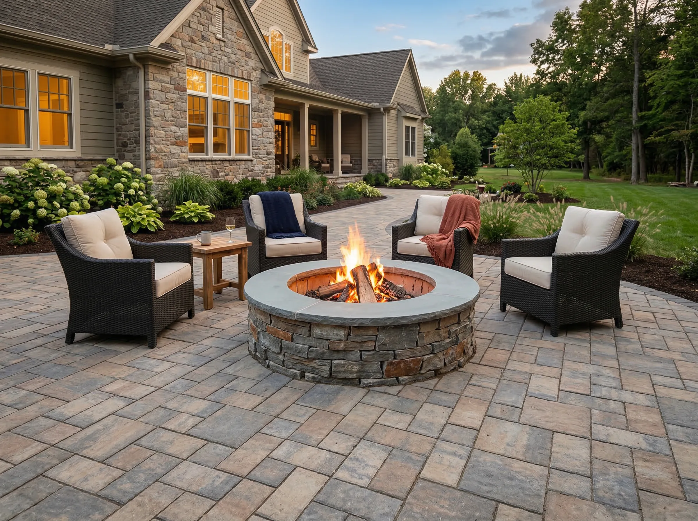 Gas fire pit built for a Cleveland Heights, OH home
