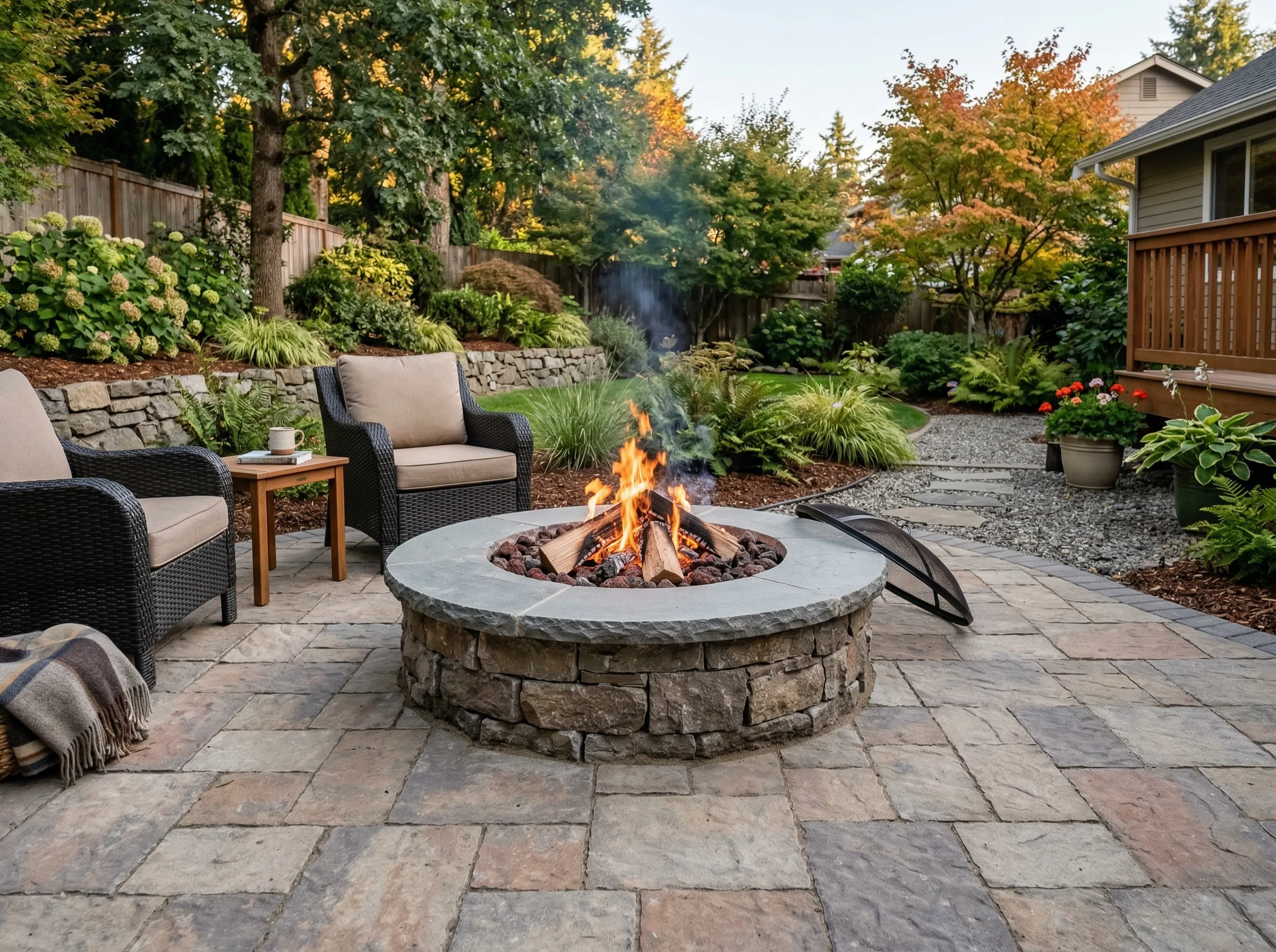 Firepit gathering area built in Cleveland Heights, OH