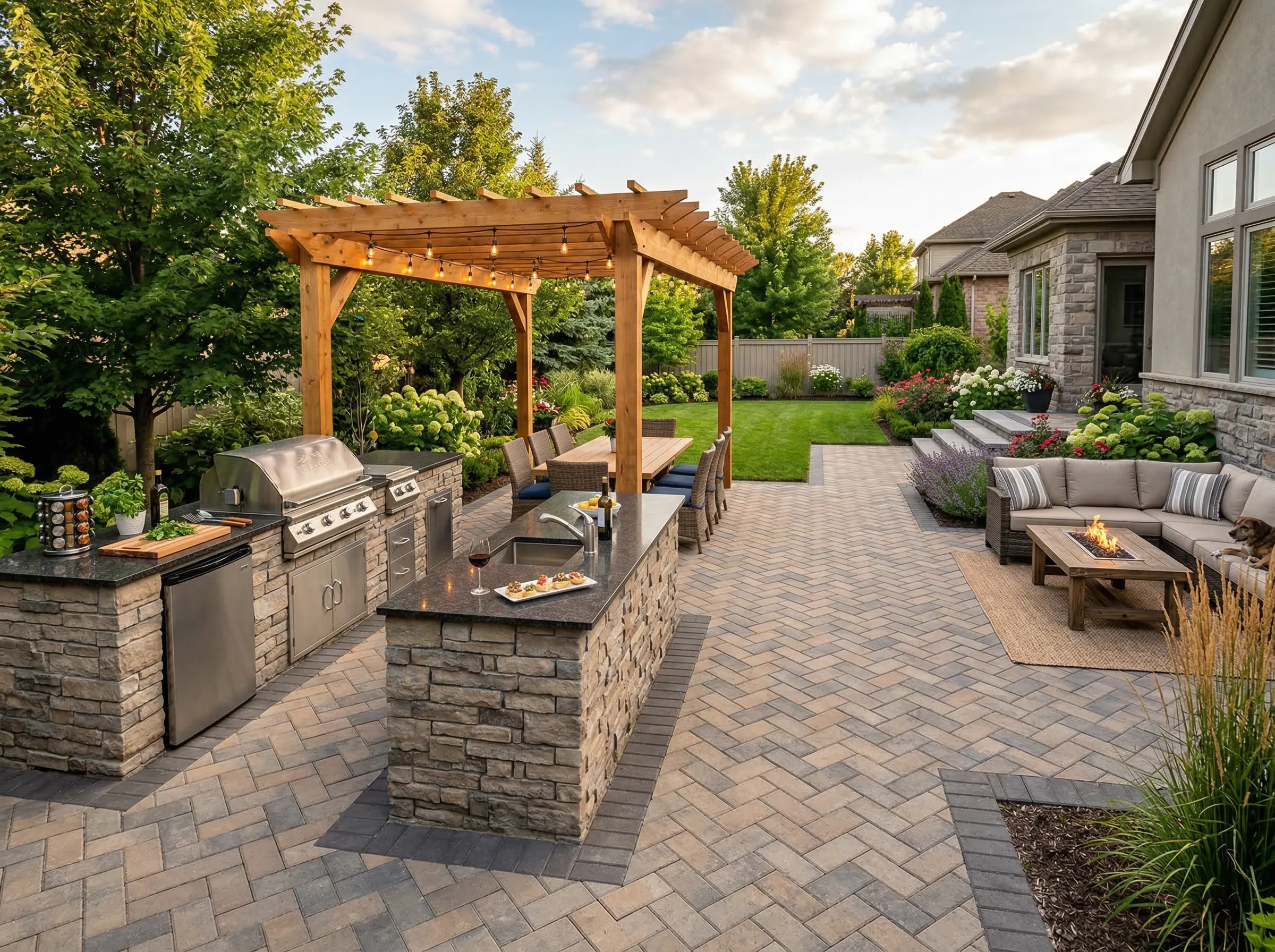 Backyard outdoor cooking space in Northeast Ohio