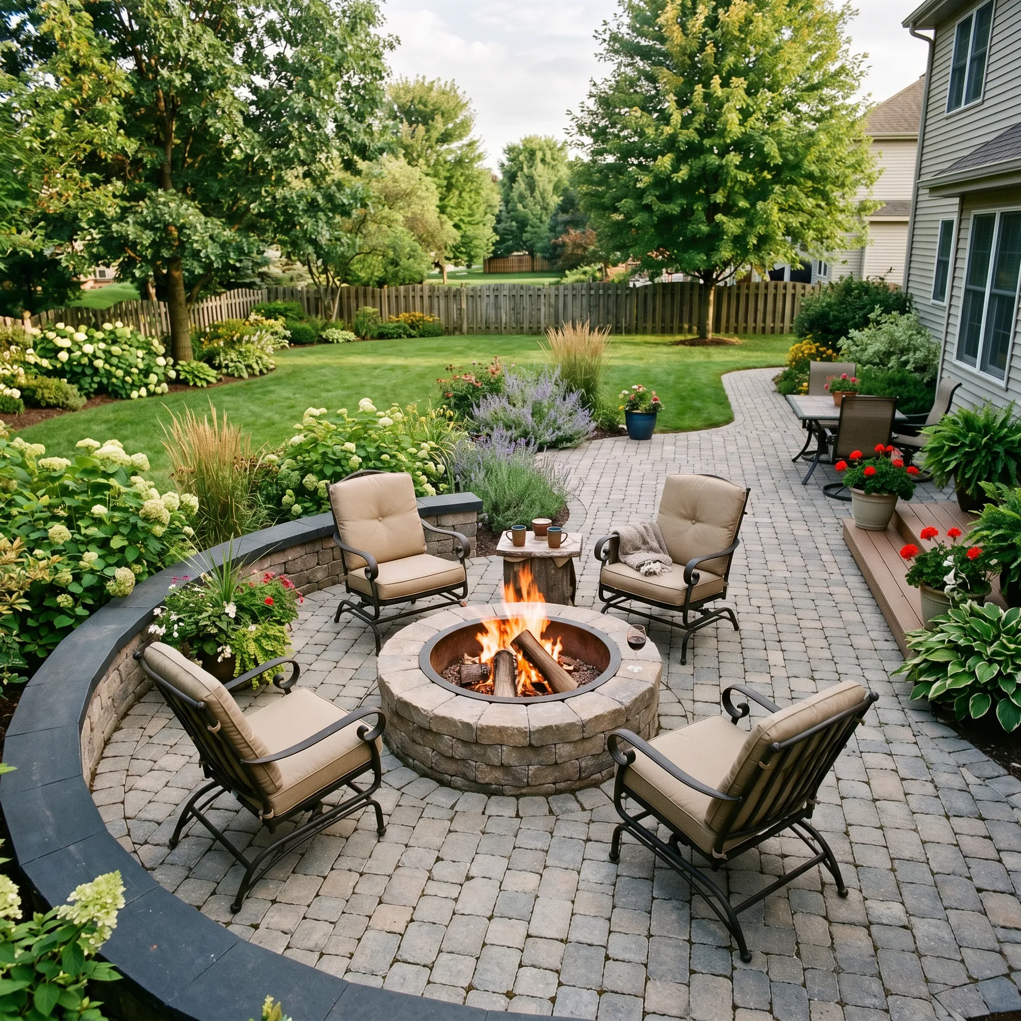 Custom outdoor firepit built by an outdoor firepit builder in Cleveland Heights, OH