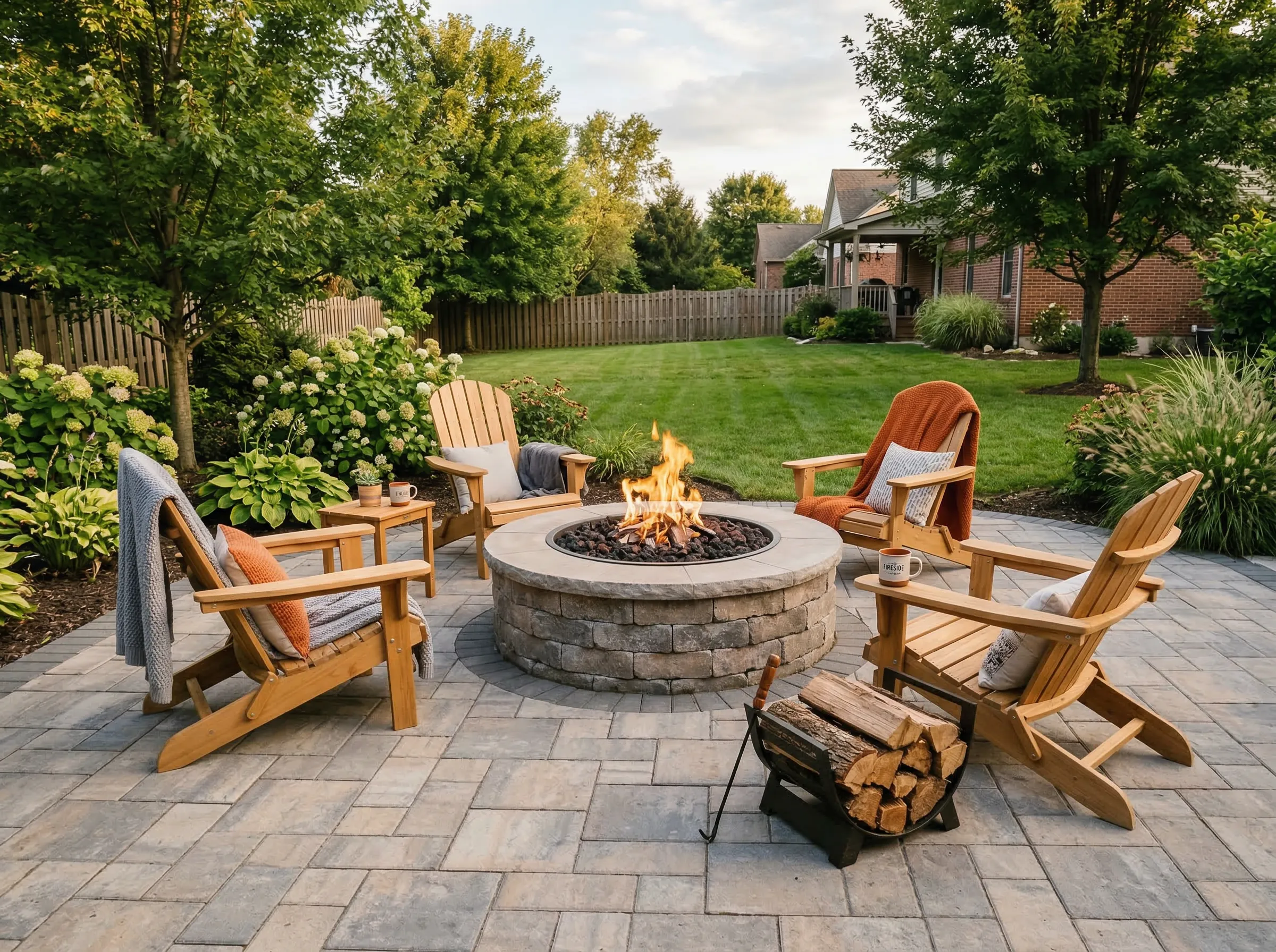 Compact outdoor firepit in a Cleveland Heights, OH backyard